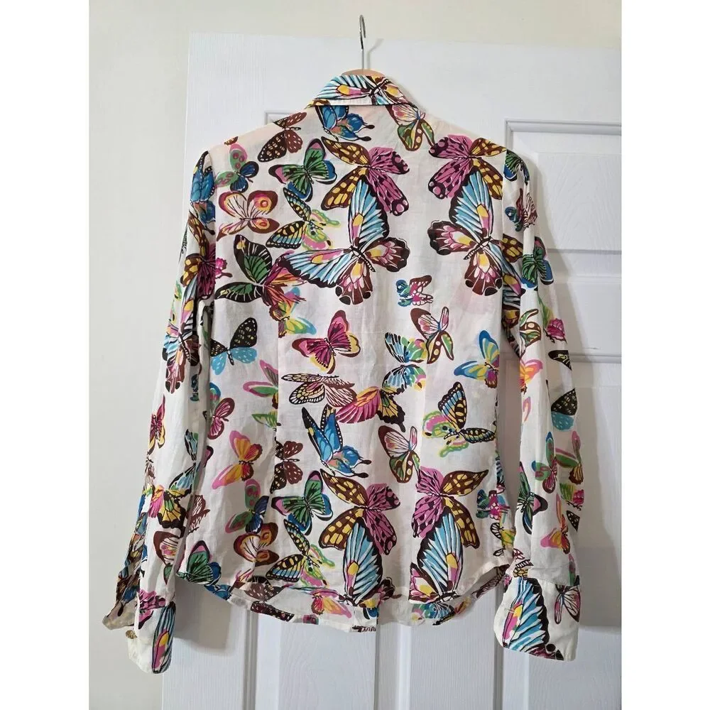 Tory Burch Butterfly Print Button Down Shirt 6